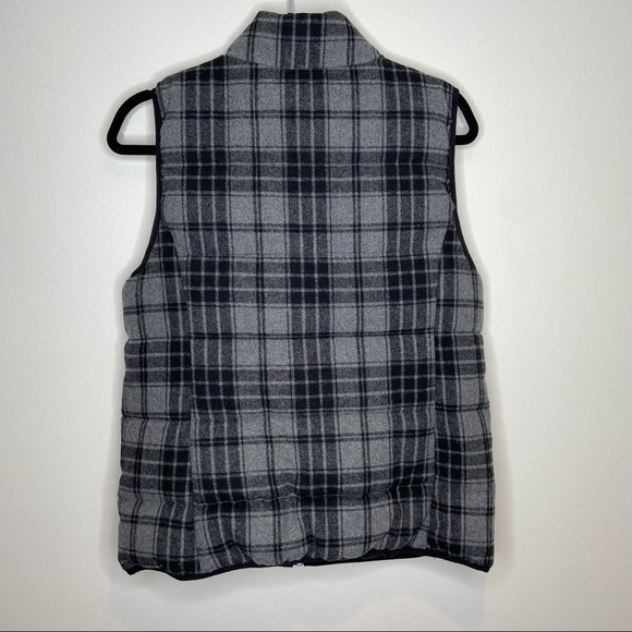 Plaid Toggle Vest‎ Black Gray Sleeveless Puffer Quilted Winter Warm Layering - Picture 8 of 11
